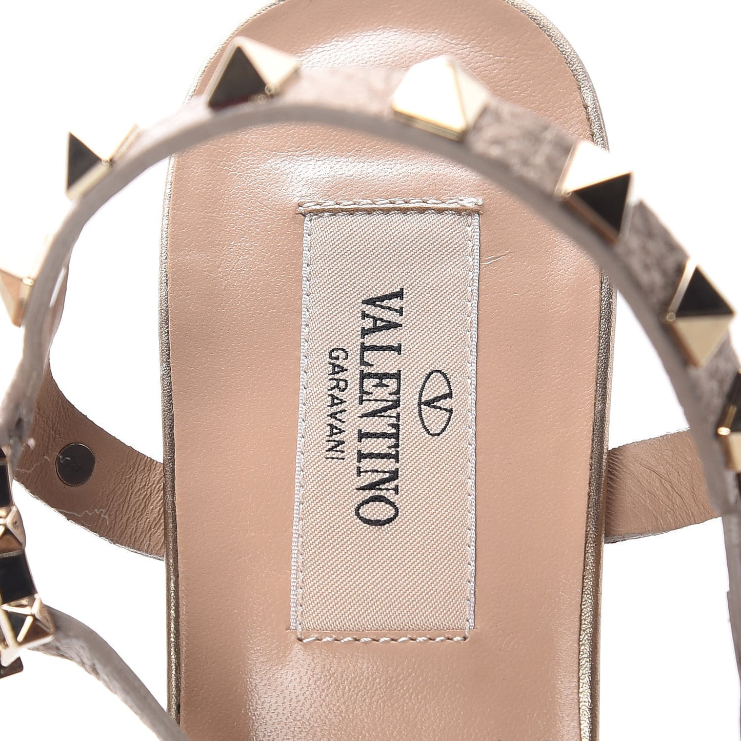 Metallic Pebbled Calfskin Rockstud 60mm City Sandals 37.5 Skin