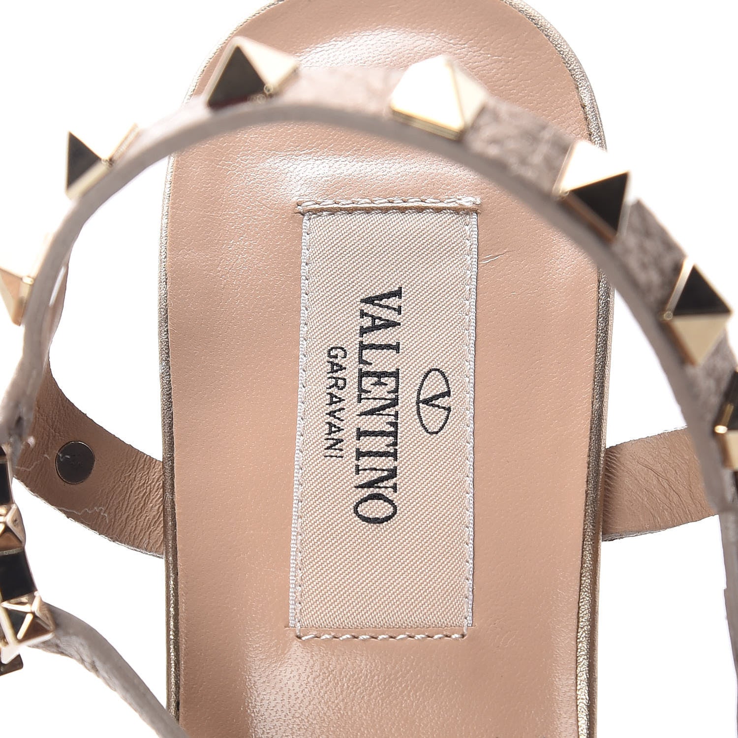 Valentino Garavani Metallic Pebbled Calfskin Rockstud 60mm City Sandals 37.5 Skin 7 of 7