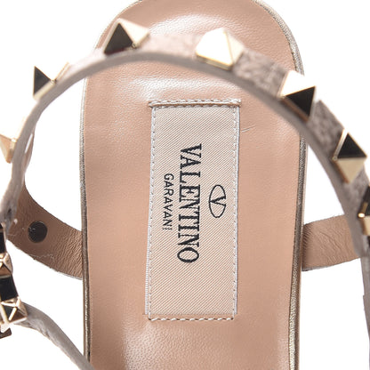 Valentino Garavani Metallic Pebbled Calfskin Rockstud 60mm City Sandals 37.5 Skin 7 of 7
