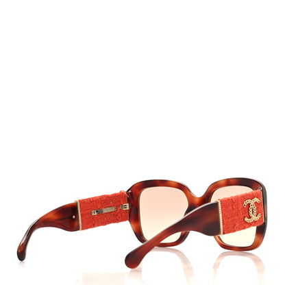 Chanel Acetate Tweed Square Sunglasses 5512 Tortoise Red 4 of 8