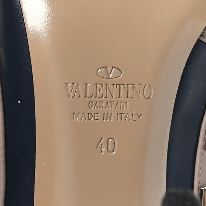 Valentino Garavani Calfskin Nappa Rockstud Ankle Strap 100mm Pumps 40 Marine Poudre 7 of 8