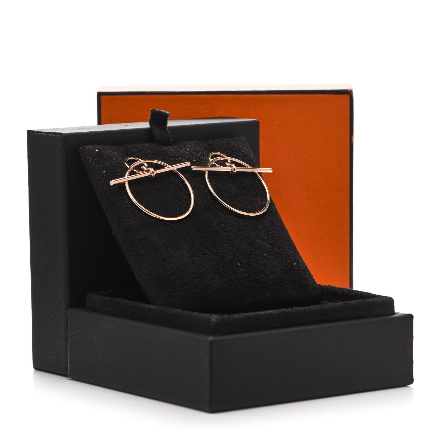 Hermes 18K Rose Gold PM Loop Earrings 6 of 6