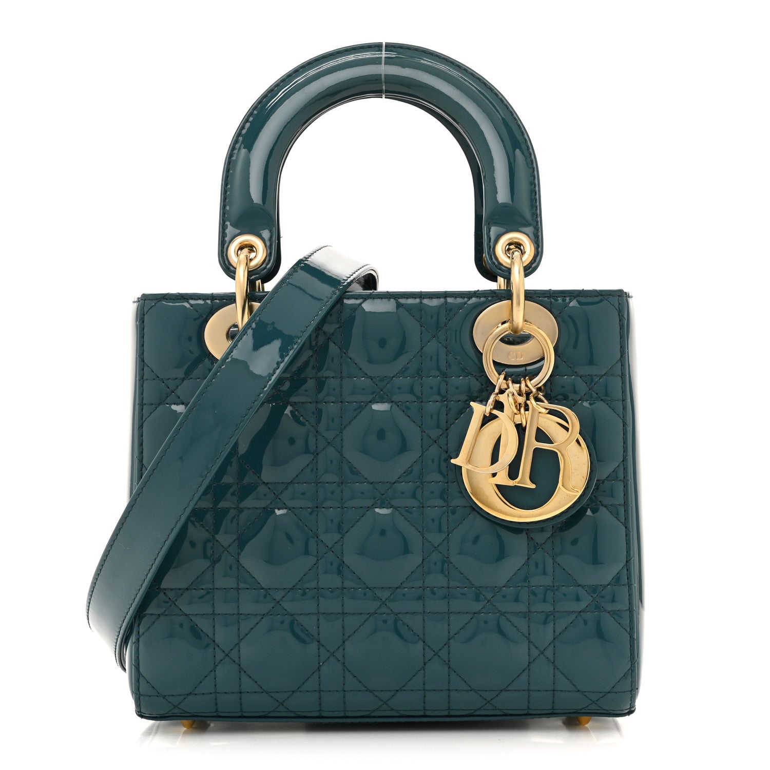 Christian Dior Patent Cannage Small Lady Dior Turquoise 1 of 13