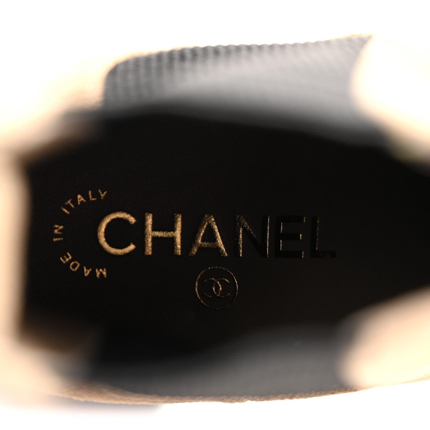 Chanel Calfskin Patent Cap Toe CC Short Boots 37.5 Beige Black 7 of 10