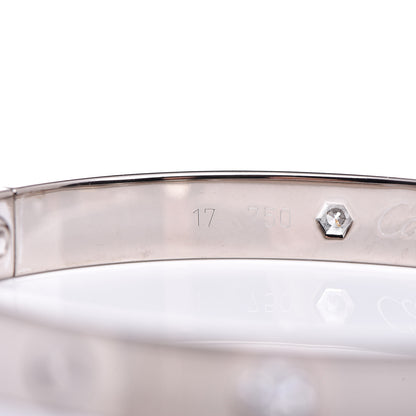 Cartier 18K White Gold 4 Diamond LOVE Bracelet 17 5 of 10