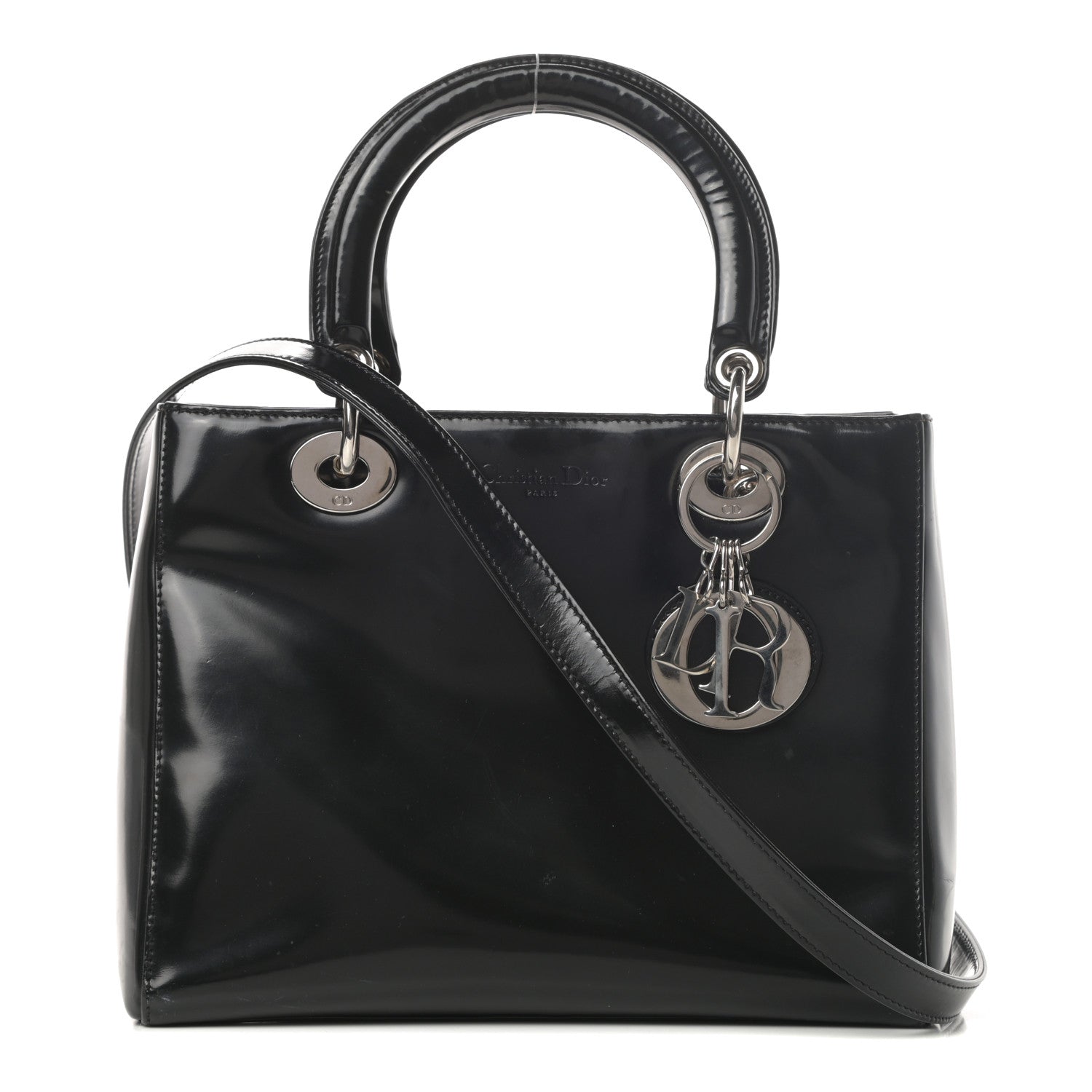 Christian Dior Glazed Calfskin Medium Lady Dior Black 1 of 15