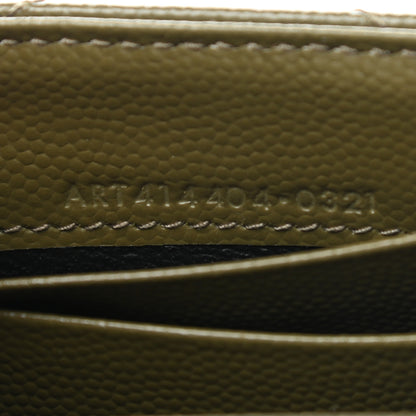 Saint Laurent Grain De Poudre Matelasse Chevron Small Monogram Envelope Wallet Vert Kaki 7 of 7