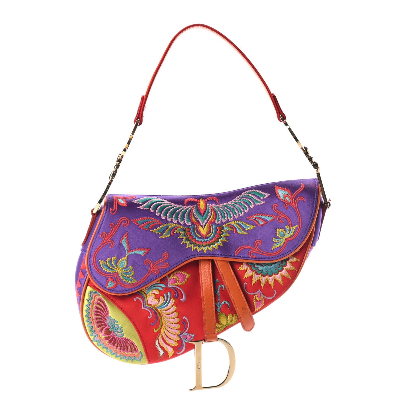 Silk Embroidered Saddle Bag Multicolor