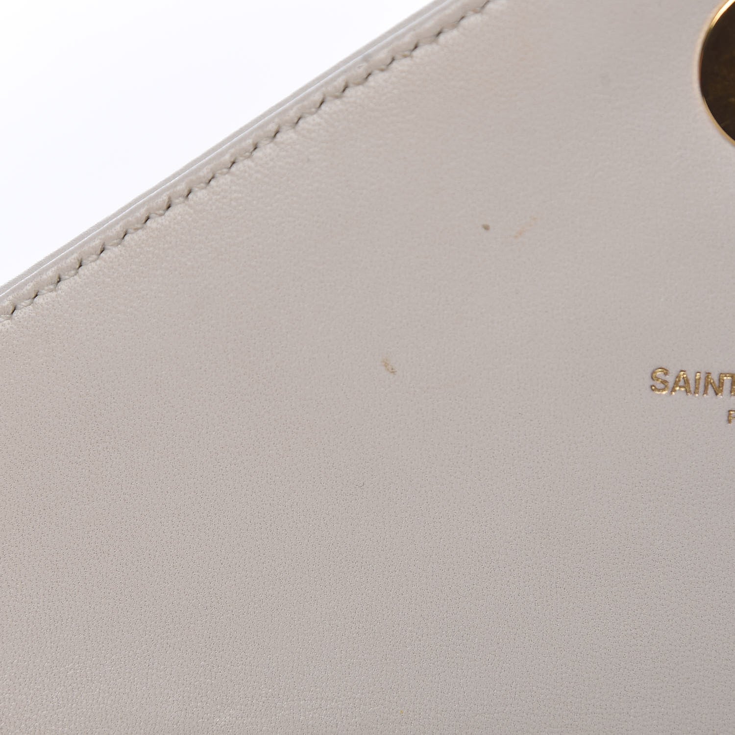Saint Laurent Lambskin Matelasse Chevron Small Monogram Satchel Off White 8 of 12