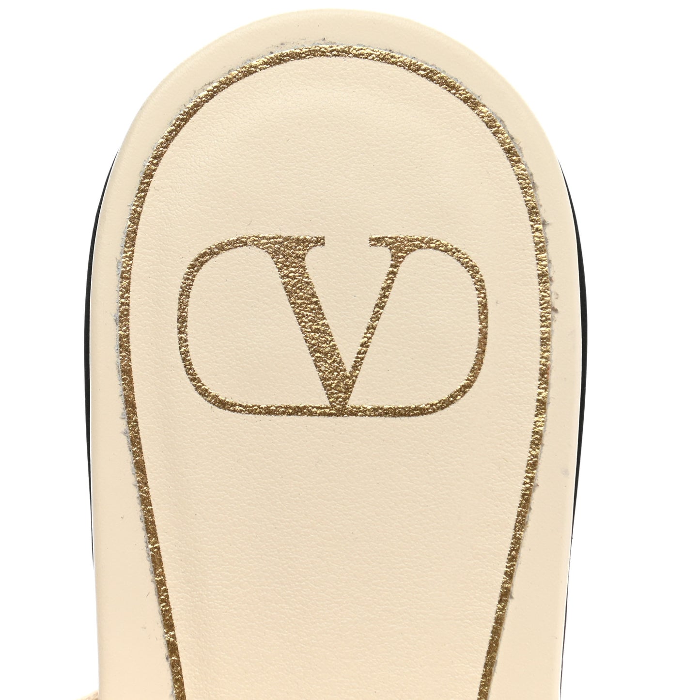 Calfskin Roman Stud Flat Slide Sandals 37.5 Light Ivory