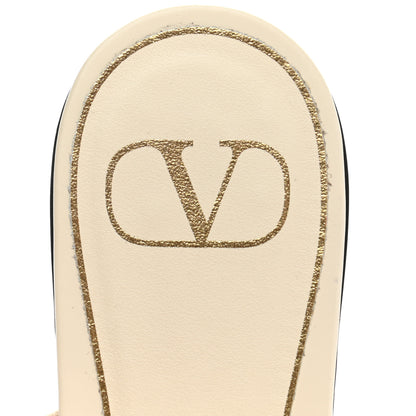 Valentino Garavani Calfskin Roman Stud Flat Slide Sandals 37.5 Light Ivory 7 of 8