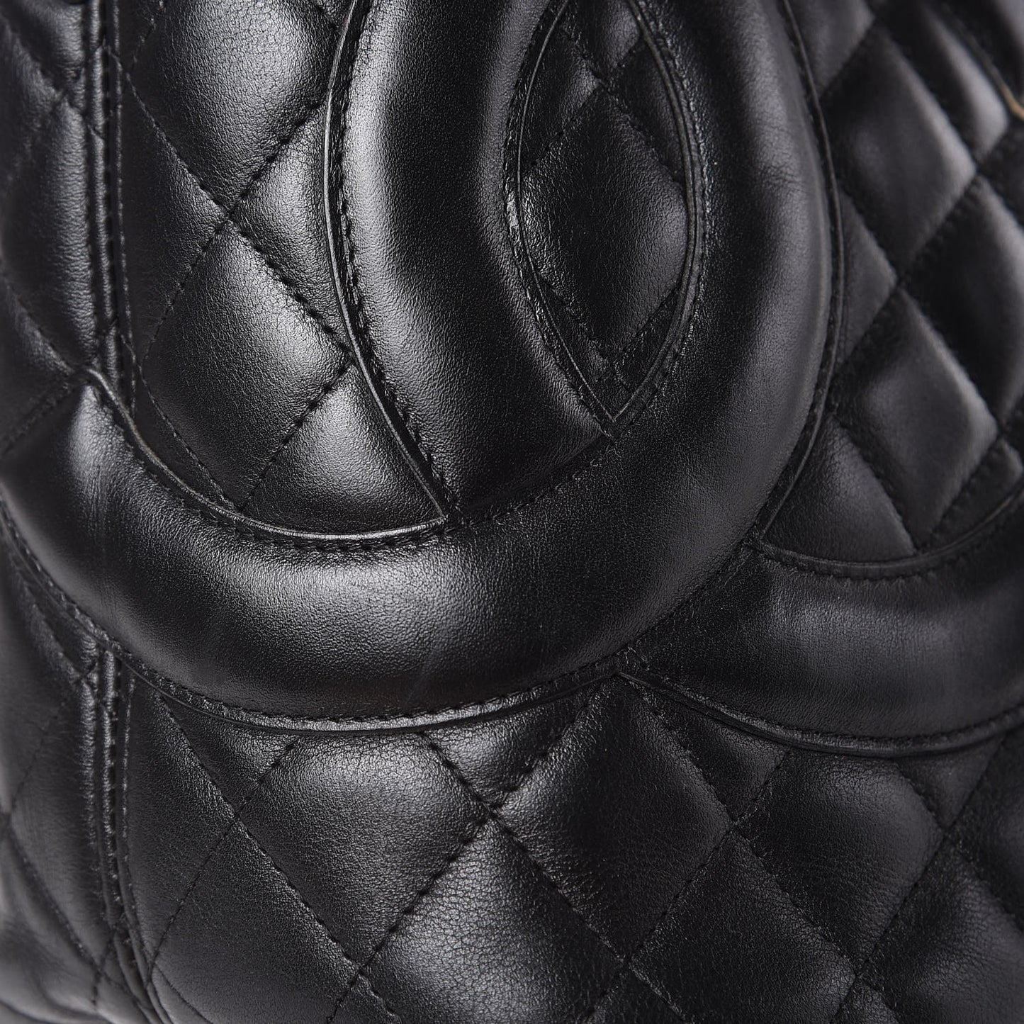 Calfskin Quilted Large Cambon Tote Black