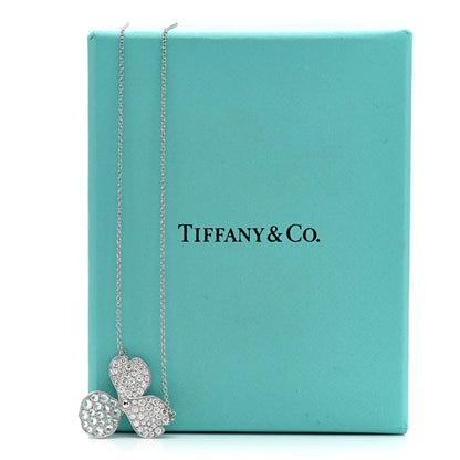 Tiffany Platinum Diamond Large Paper Flowers Pave Pendant Necklace 6 of 6