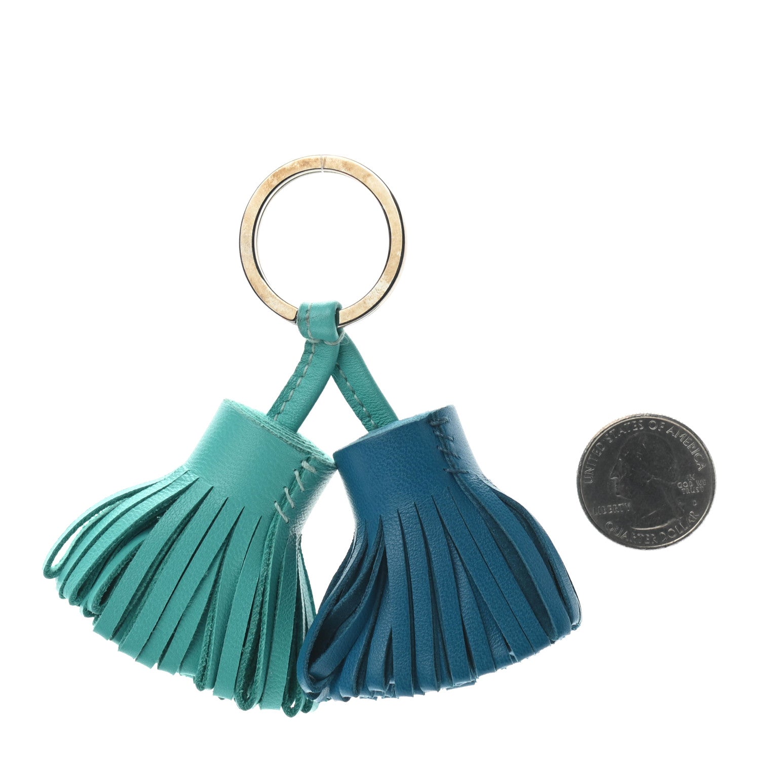 Hermes Lambskin Carmen Uno-Dos Key Holder Bleu Izmir Lagon 2 of 4