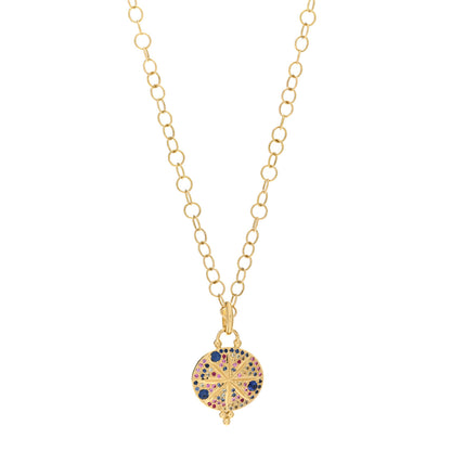 Temple St. Clair 18K Yellow Gold Sapphire Ruby Sorcerer Pendant Necklace 1 of 4