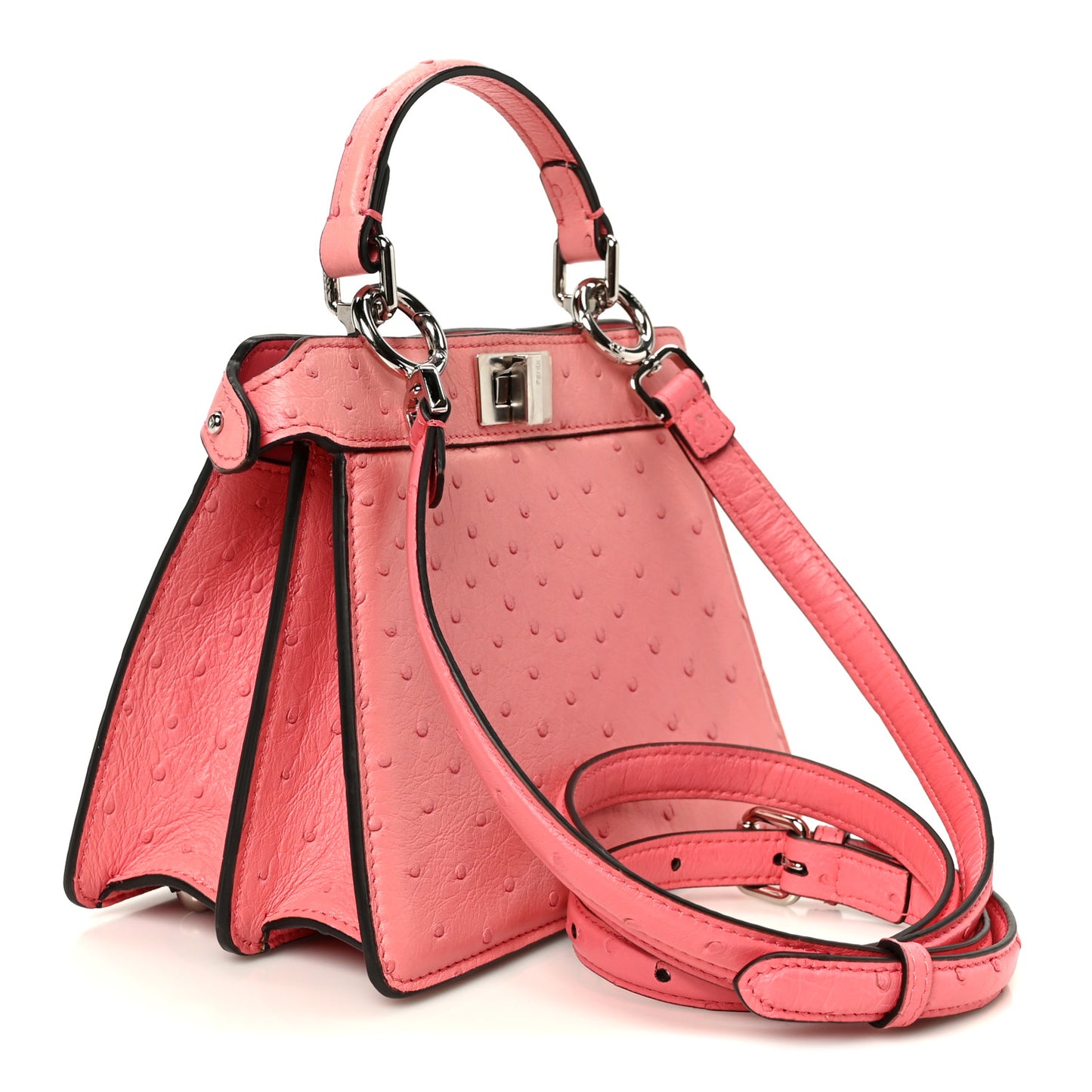 Ostrich Shiny Nappa Petite Peekaboo I SEE U Satchel Pink Dalia