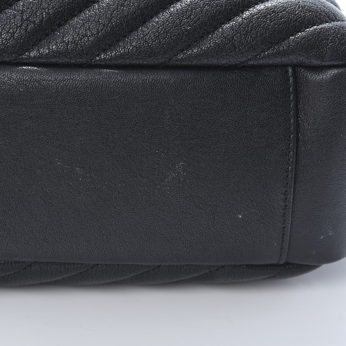 Sheepskin Matelasse Chevron Monogram Large College Satchel Black