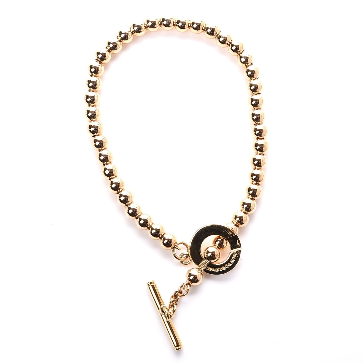18K Yellow Gold 4mm Beads Toggle Bracelet