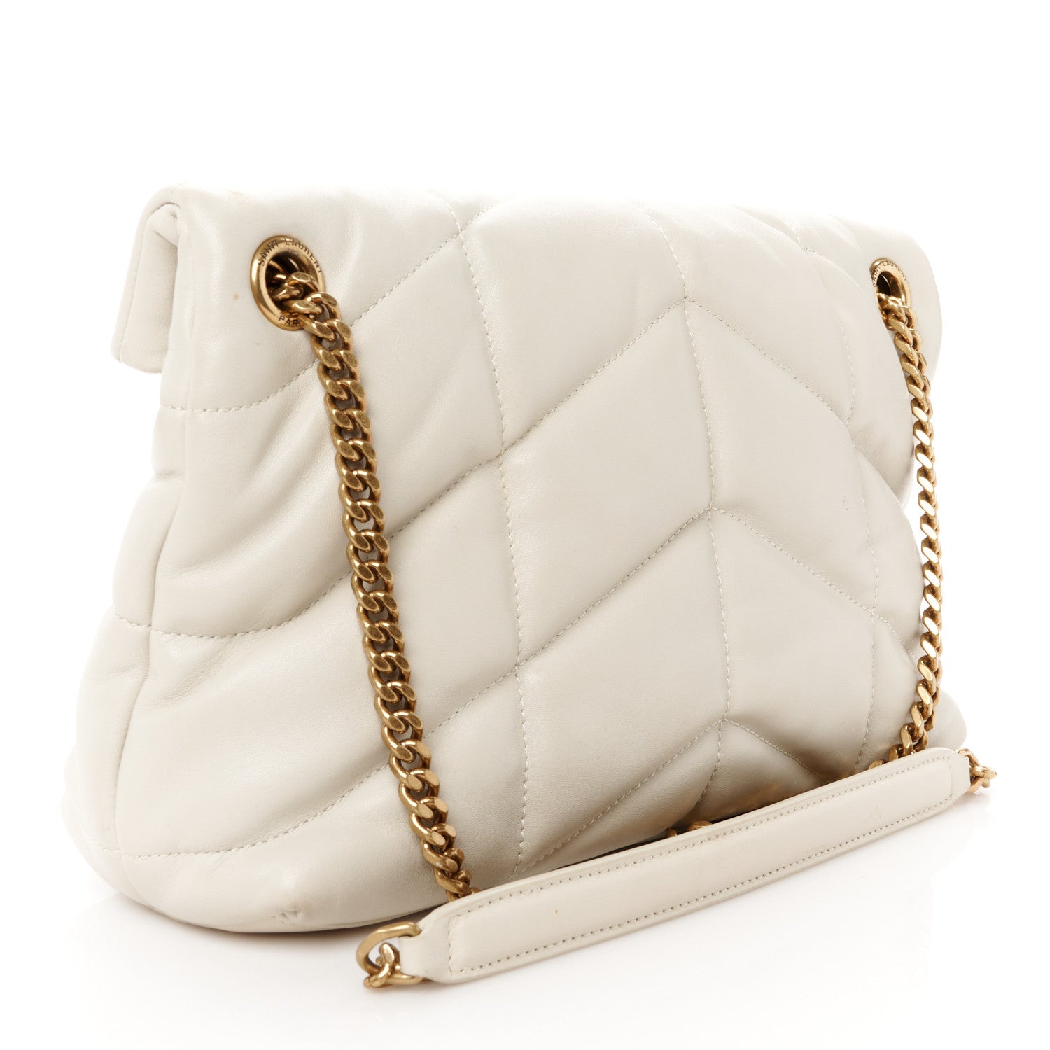 Saint Laurent Lambskin Quilted Small Loulou Puffer Monogram Chain Satchel Crema Soft 3 of 12