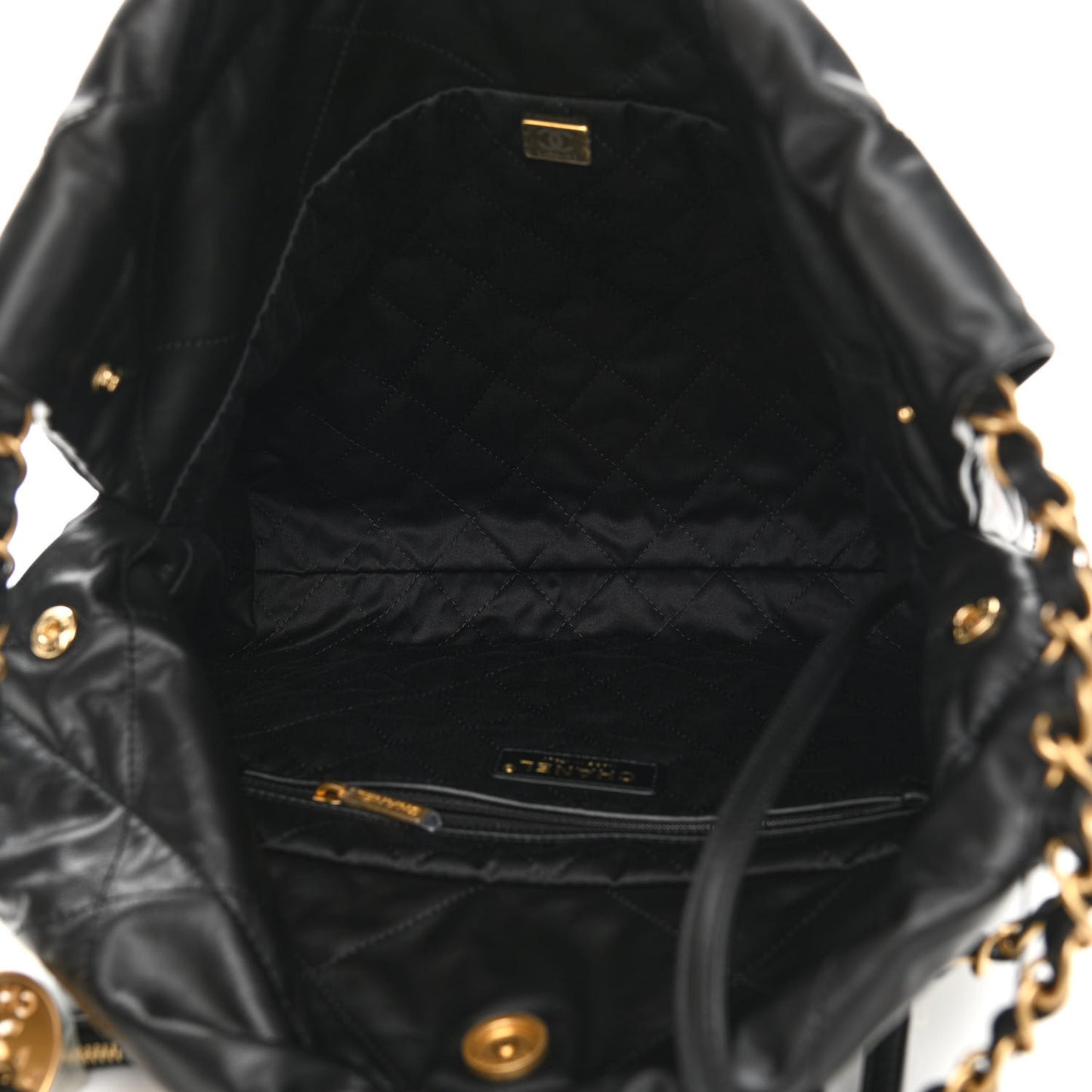 Calfskin Quilted Small Chanel 22 Black