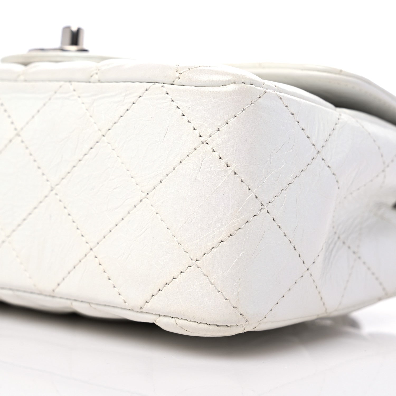 Chanel Iridescent Crumpled Calfskin Quilted Mini Rectangular Flap White 10 of 10