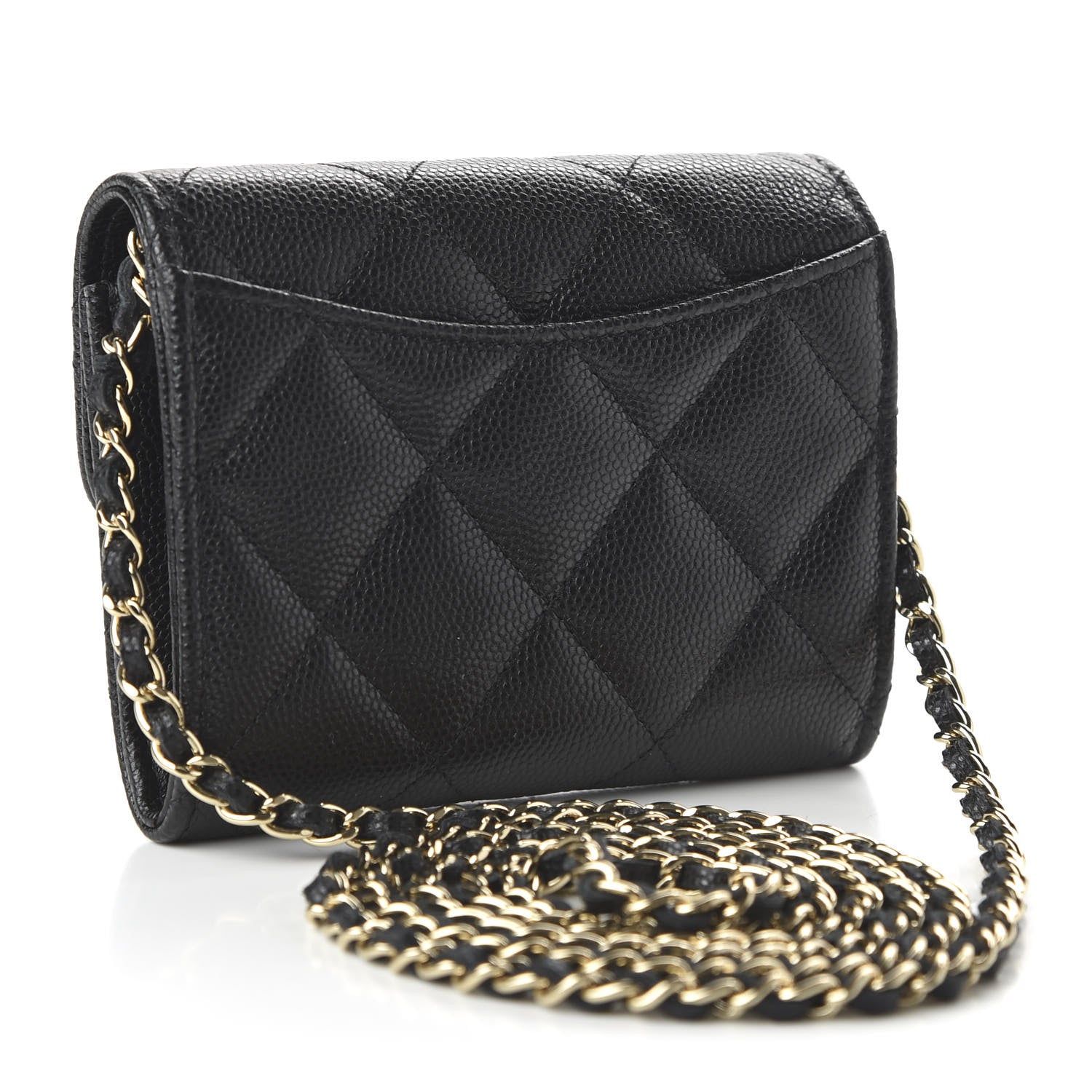 Chanel Caviar Quilted Flap Card Holder On Chain Black 3 of 11