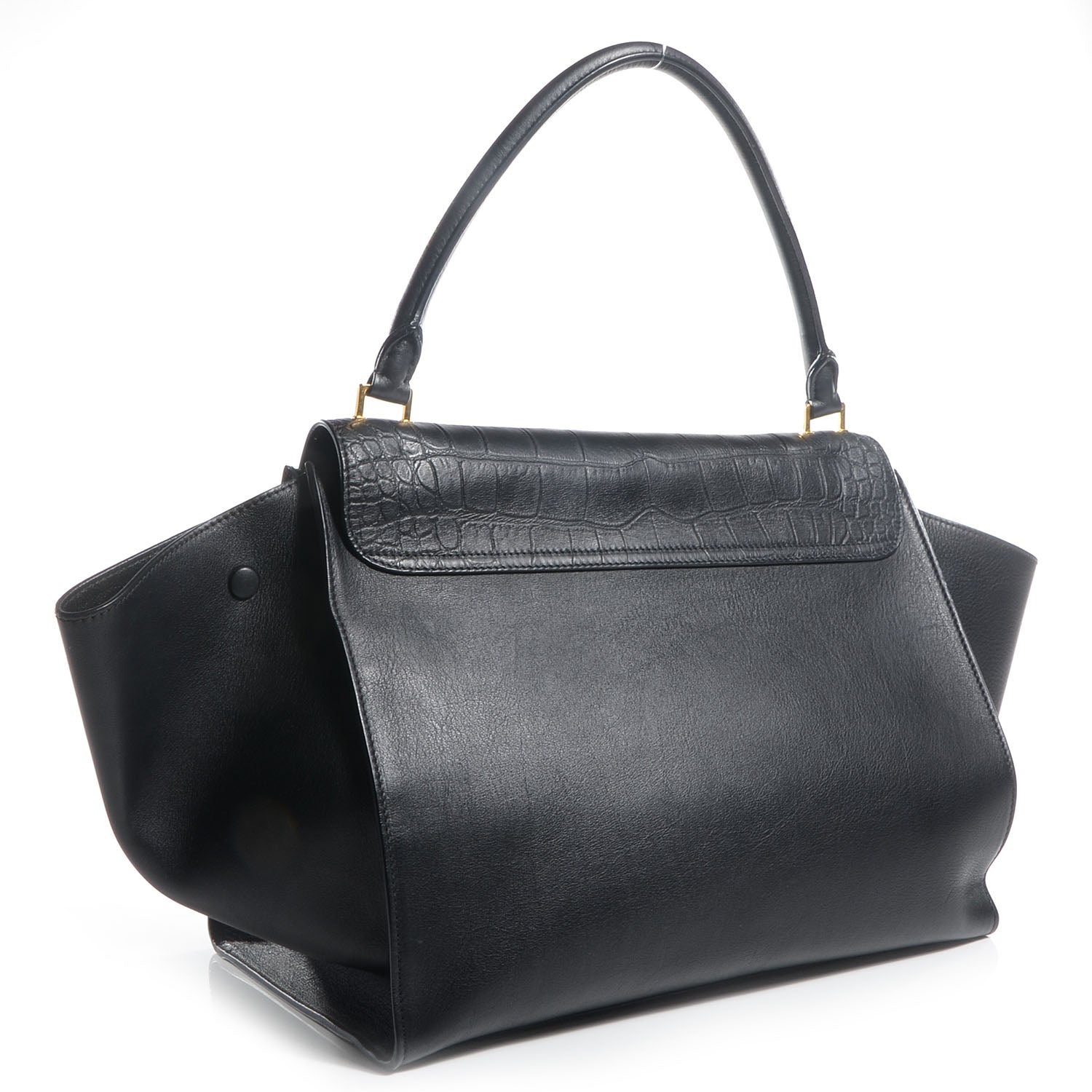 Celine Crocodile Embossed Large Trapeze Black 3 of 9