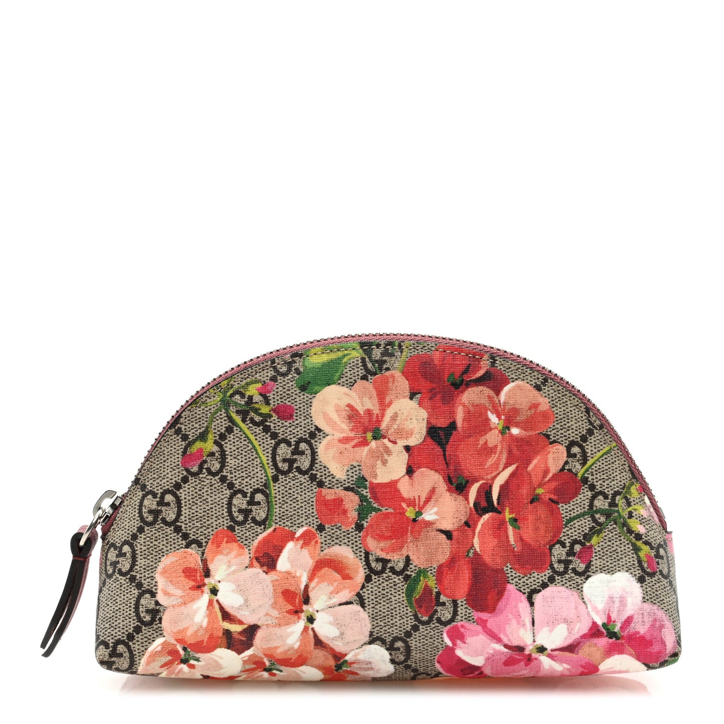 GG Supreme Monogram Blooms Small Pouch Cosmetic Case Beige Multicolor Dry Rose