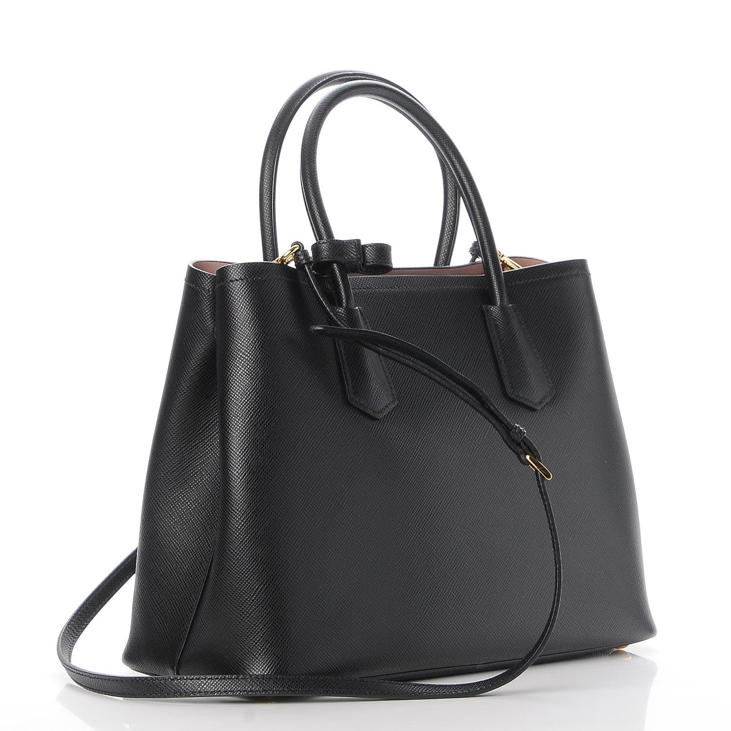 Saffiano Cuir Medium Double Bag Black Mughetto