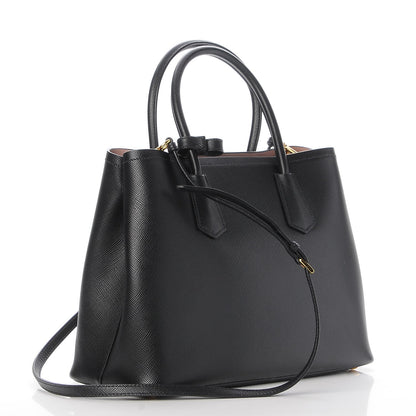 Prada Saffiano Cuir Medium Double Bag Black Mughetto 4 of 8