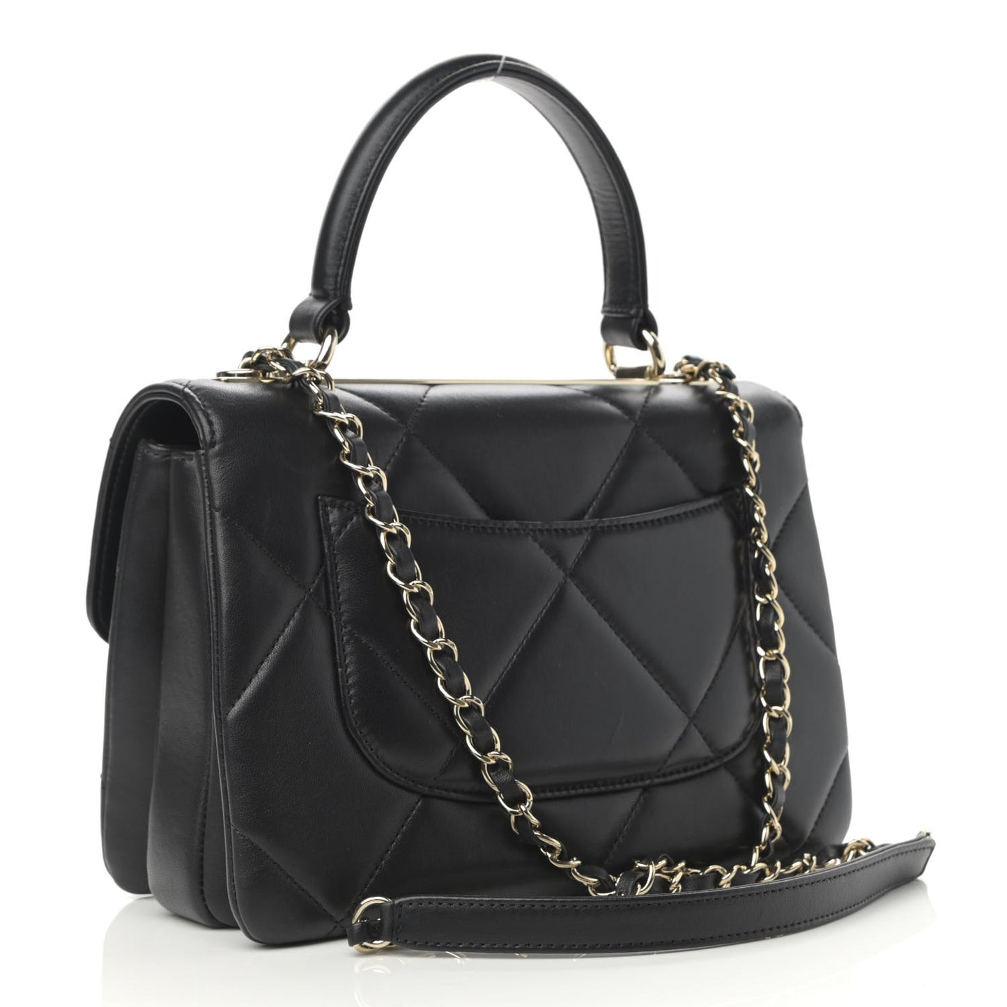 Lambskin Quilted Small Trendy CC Dual Handle Flap Bag Black