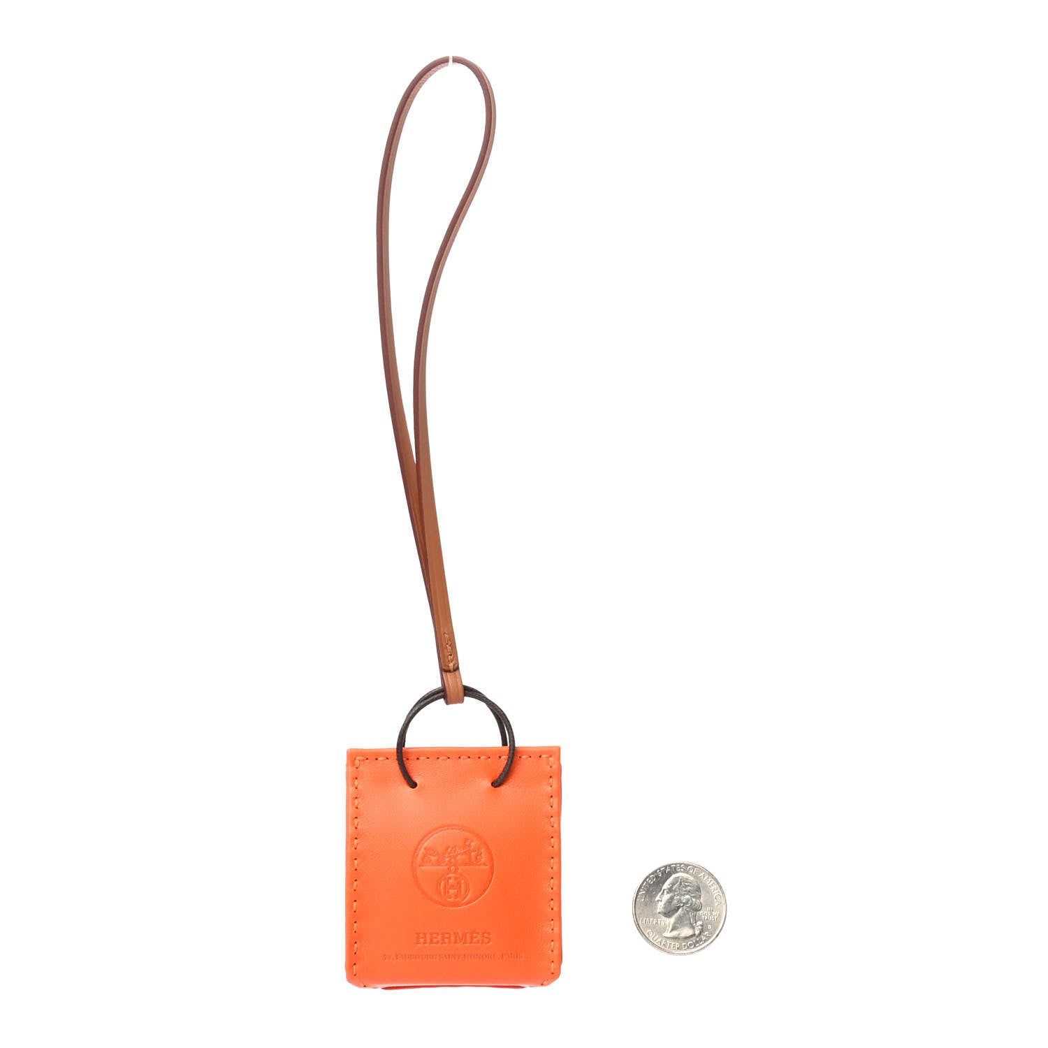 Hermes Milo Lambskin Swift Shopping Bag Charm Feu Gold 2 of 4