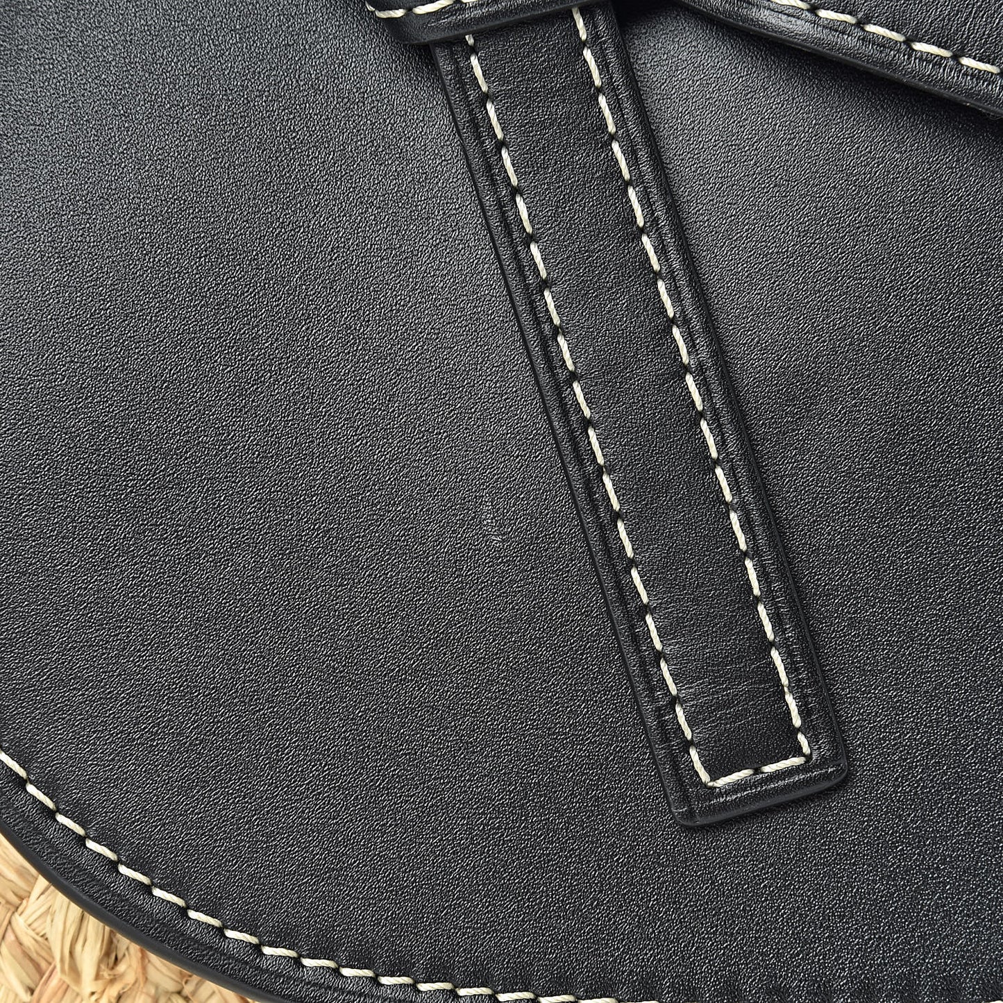 Calfskin Raffia Small Gate Tote Black