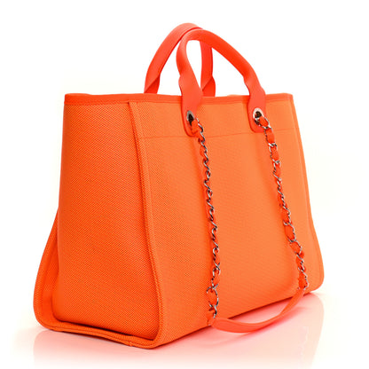 Chanel Mixed Fibers Calfskin Deauville Medium Tote Orange Yellow 4 of 15
