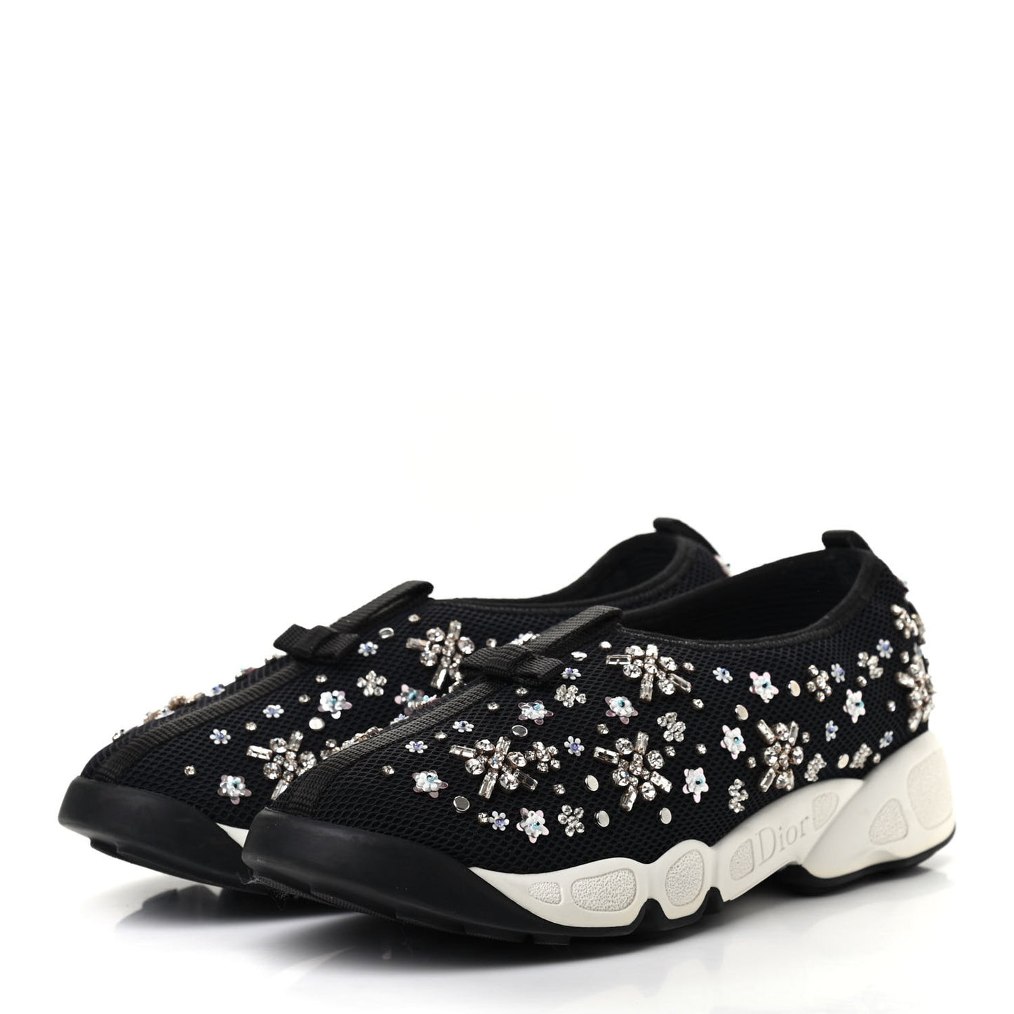 Technical Canvas Embellished Dior Fusion Sneakers 38.5 Black White