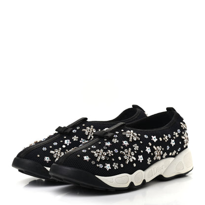 Christian Dior Technical Canvas Embellished Dior Fusion Sneakers 38.5 Black White 3 of 7