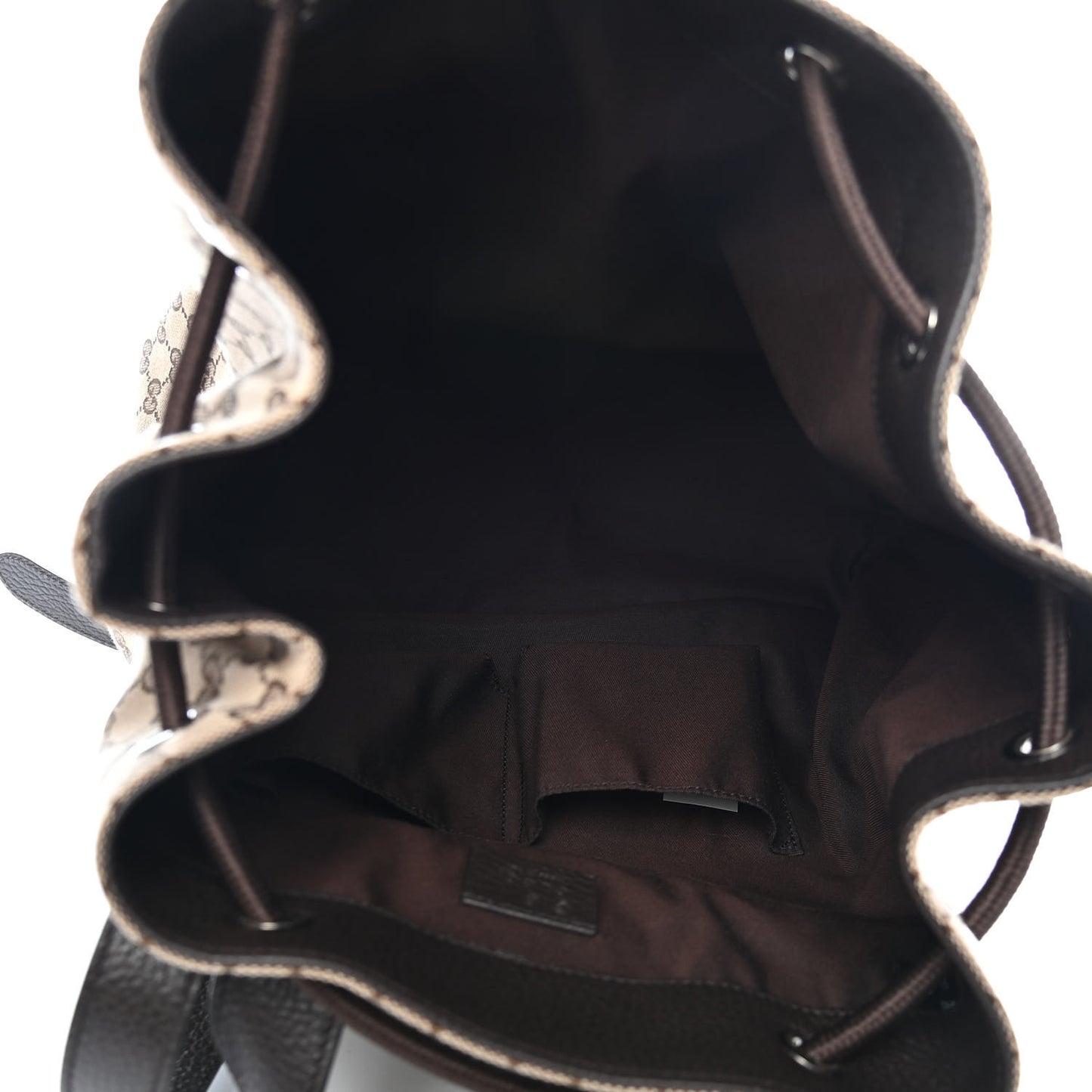 Monogram Dollar Calfskin O Drawstring Backpack Beige Ebony Testa di Moro Dark Chocolate