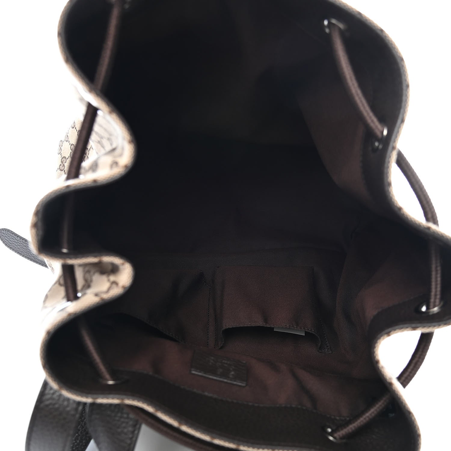 Gucci Monogram Dollar Calfskin O Drawstring Backpack Beige Ebony Testa di Moro Dark Chocolate 5 of 8