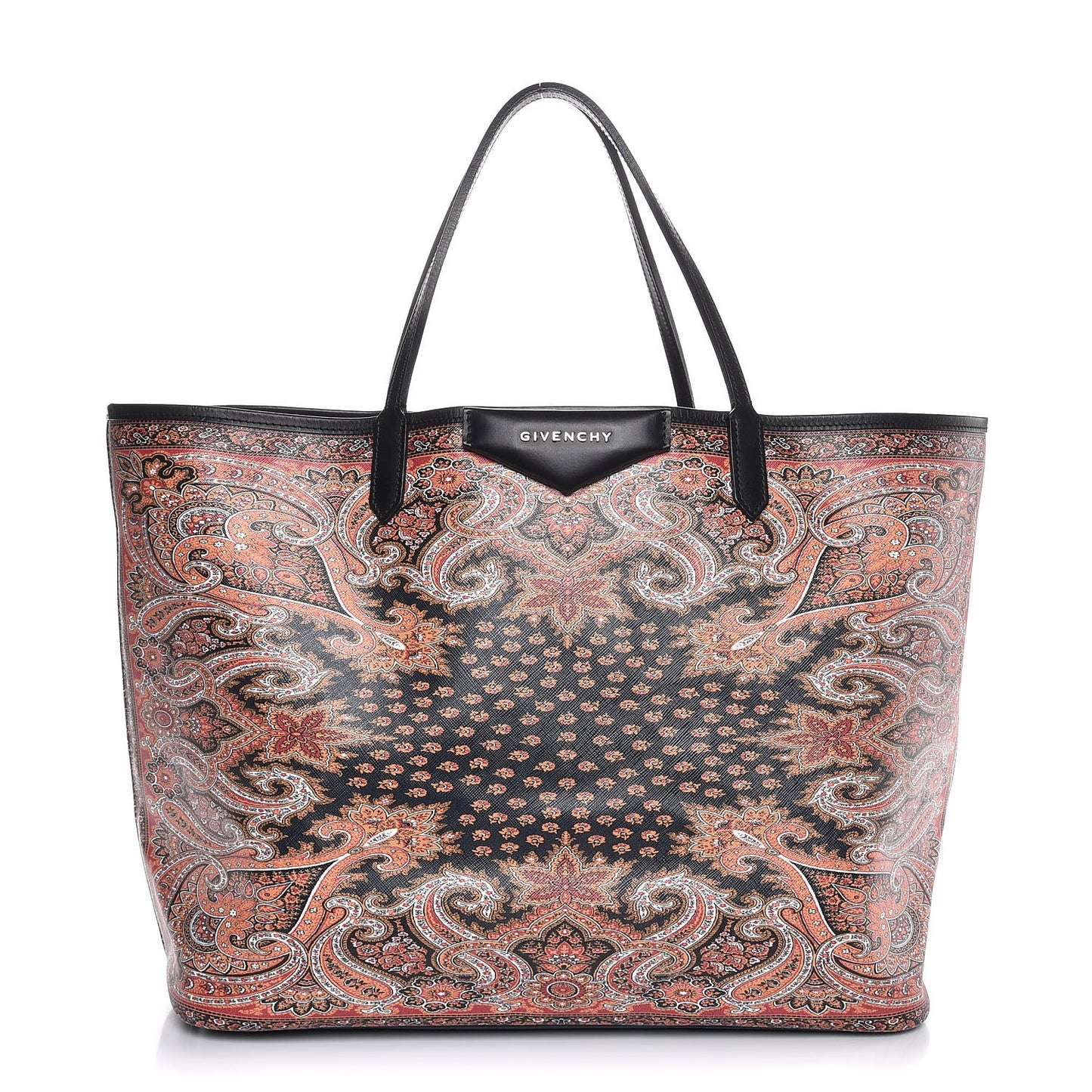 Textured Coated Canvas Paisley Print Large Antigona Tote