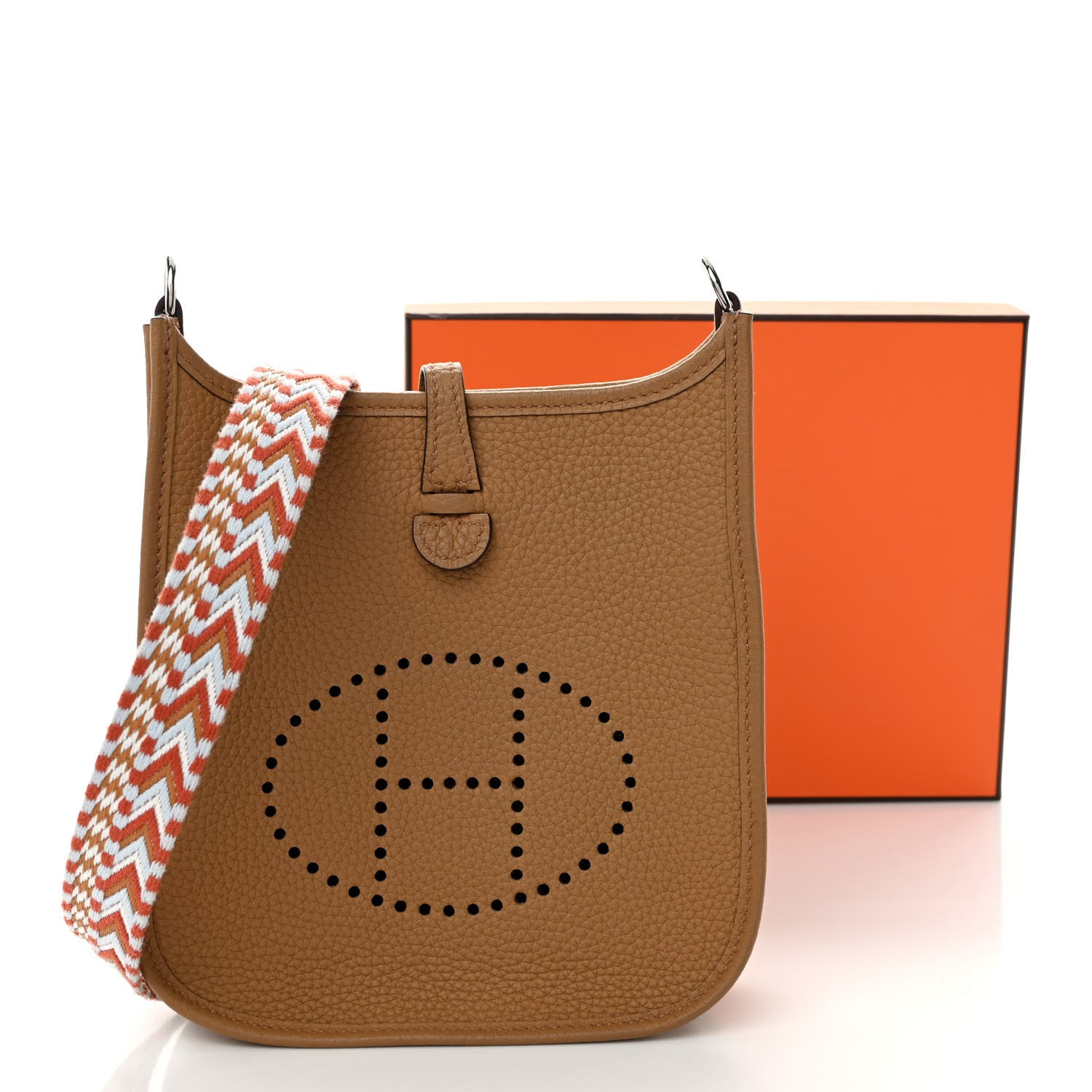 Hermes Taurillon Clemence Allegro Evelyne TPM Biscuit Cornaline White Gold 11 of 11