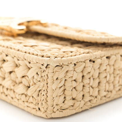 Celine Raffia Effect Claude Chain Shoulder Bag Natural 9 of 10