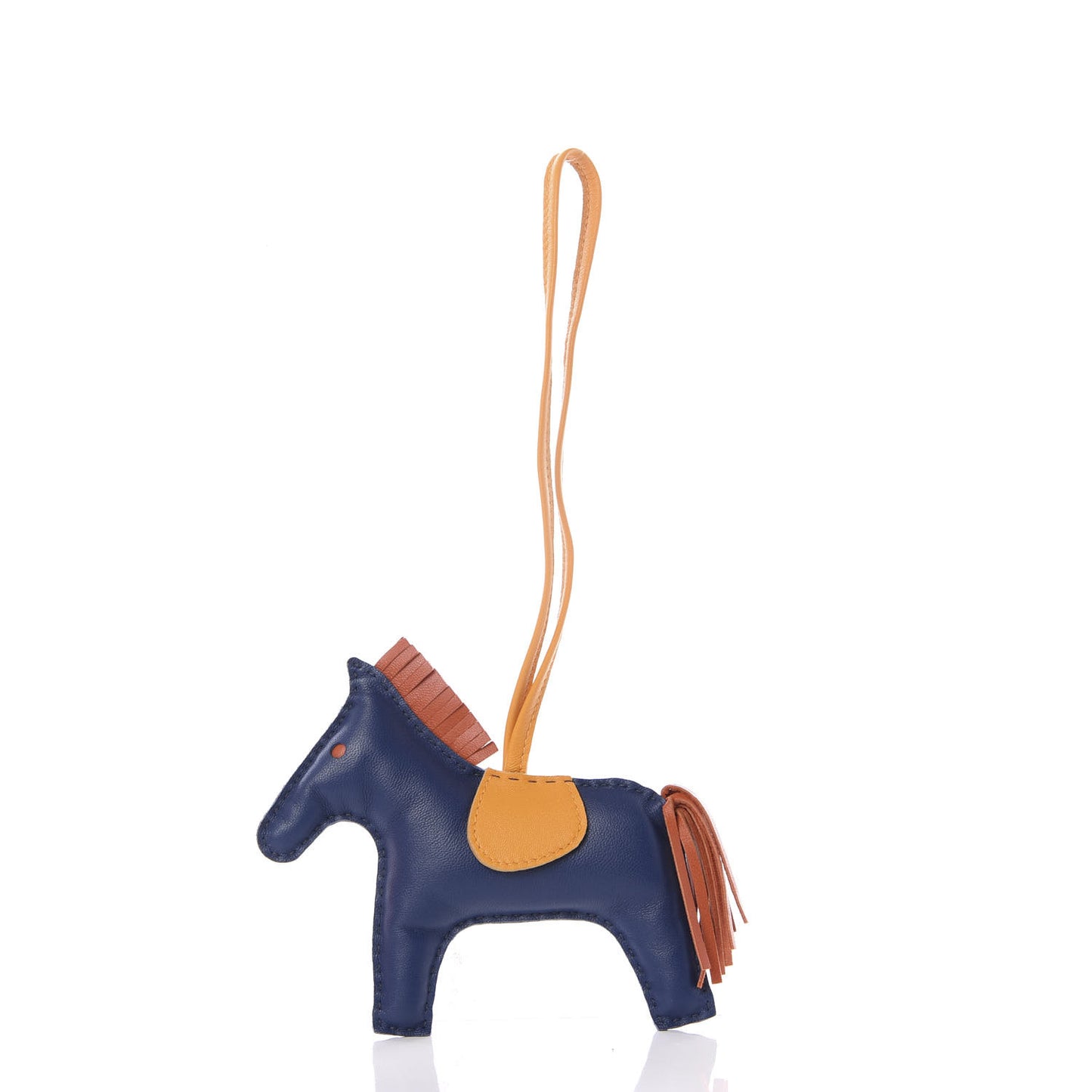 Milo Lambskin Grigri Rodeo Horse Bag Charm MM Bleu de Malte Cornaline Jaune D'Or