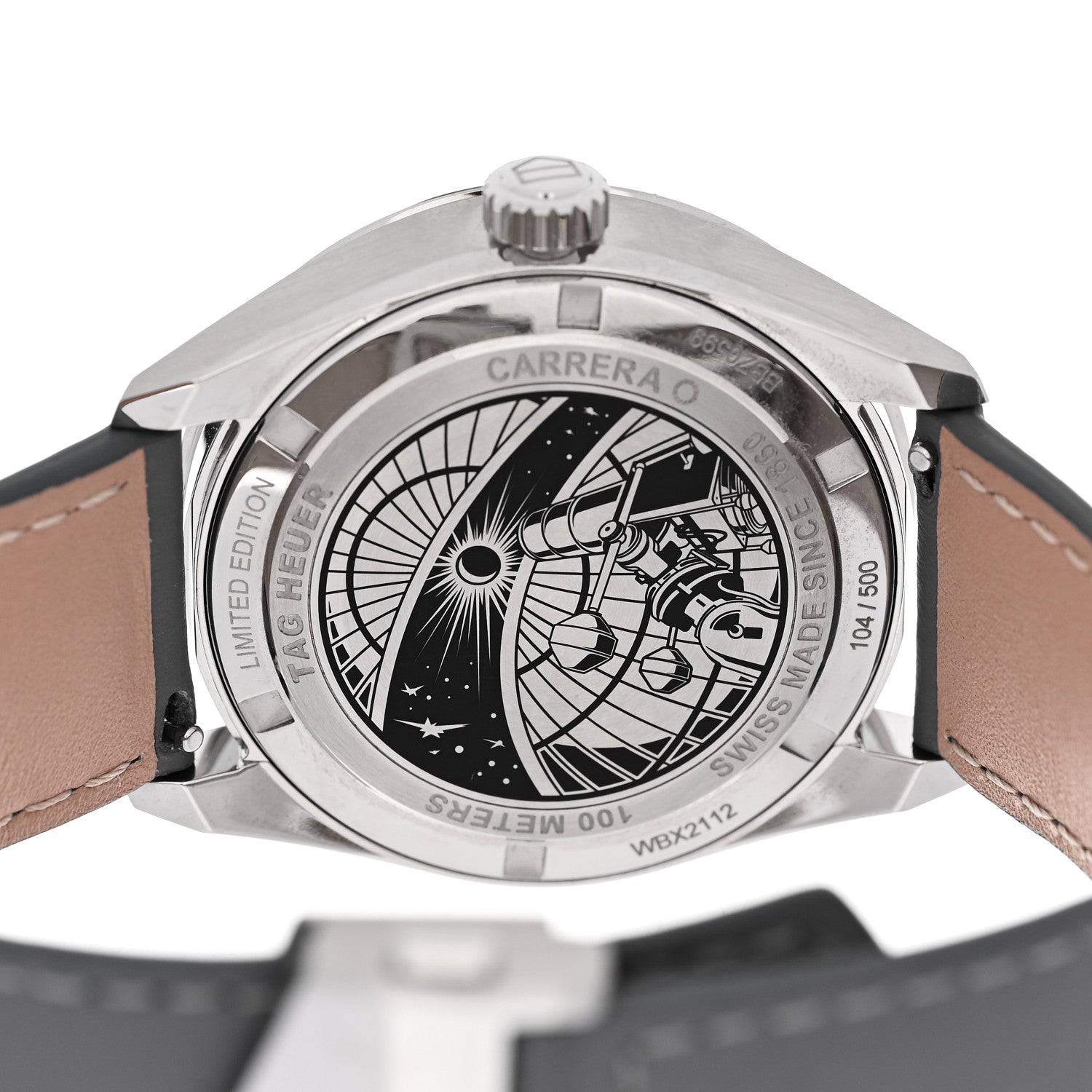 Tag Heuer Stainless Steel Calfskin 39mm Carrera Astronomer Automatic Watch Silver WBX2112 4 of 4