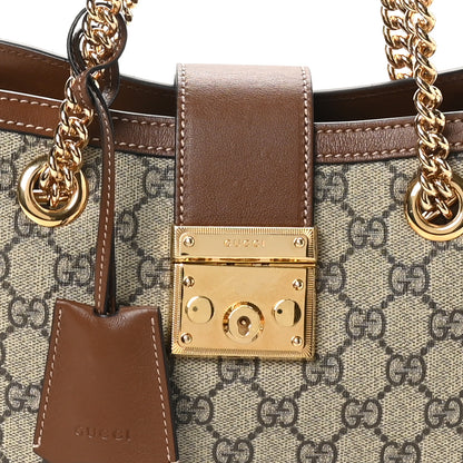Gucci GG Supreme Monogram Calfskin Small Padlock Tote Beige Ebony Tuscany 8 of 10