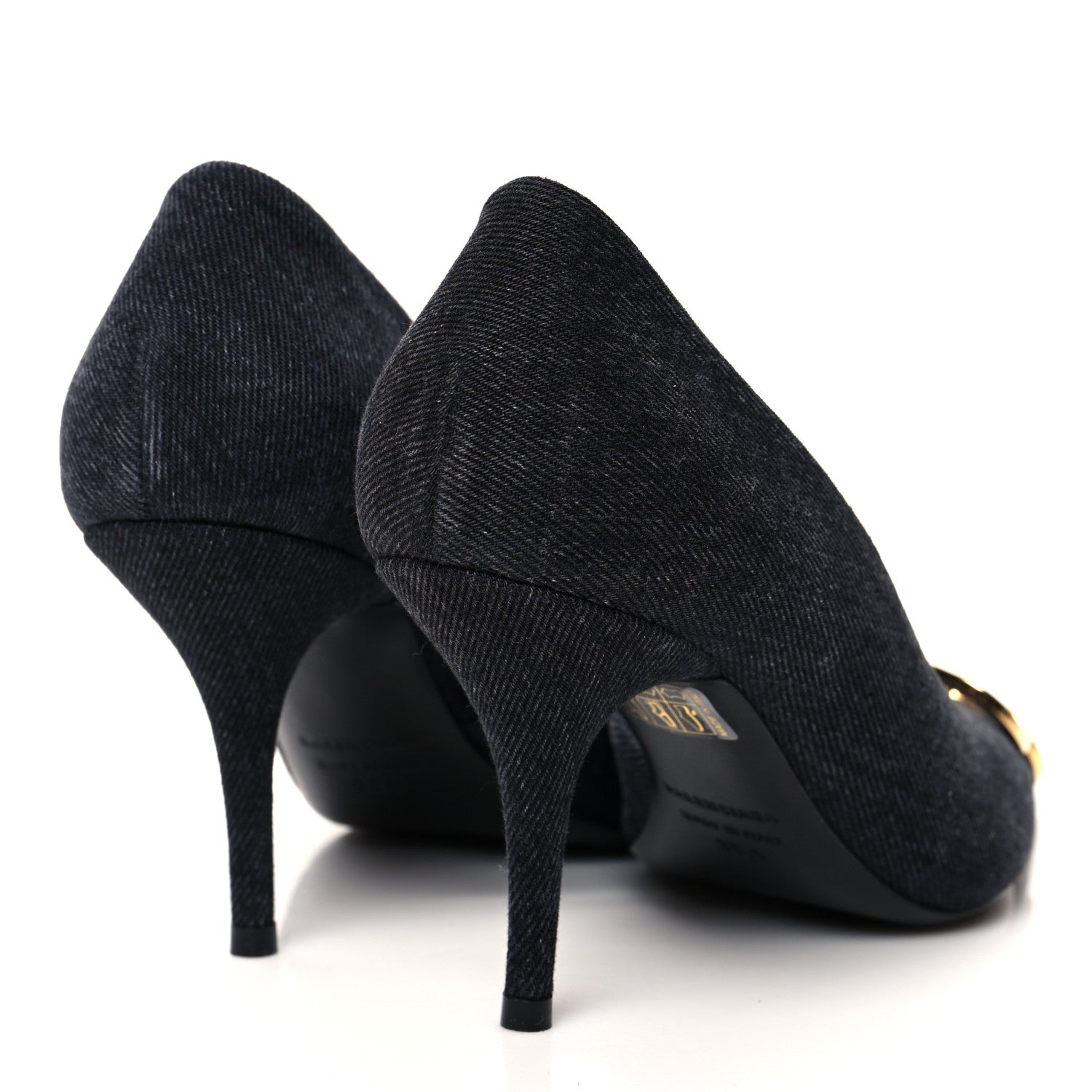 Balenciaga Denim BB D'Orsay Pointed Toe Knife 80mm Pump 38.5 Black 4 of 9