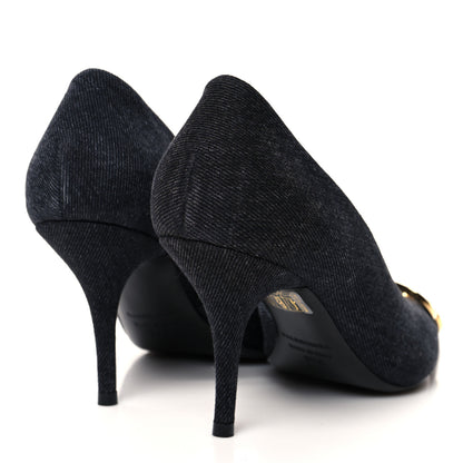 Balenciaga Denim BB D'Orsay Pointed Toe Knife 80mm Pump 38.5 Black 4 of 9