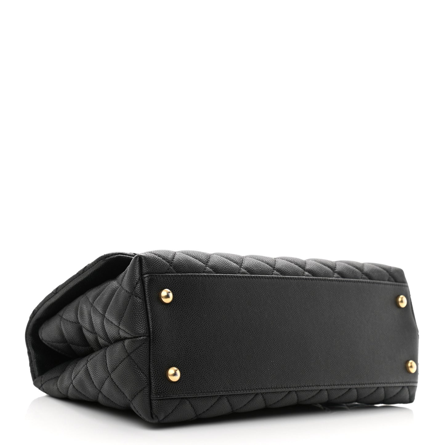 Caviar Lizard Quilted Small Coco Handle Flap Black