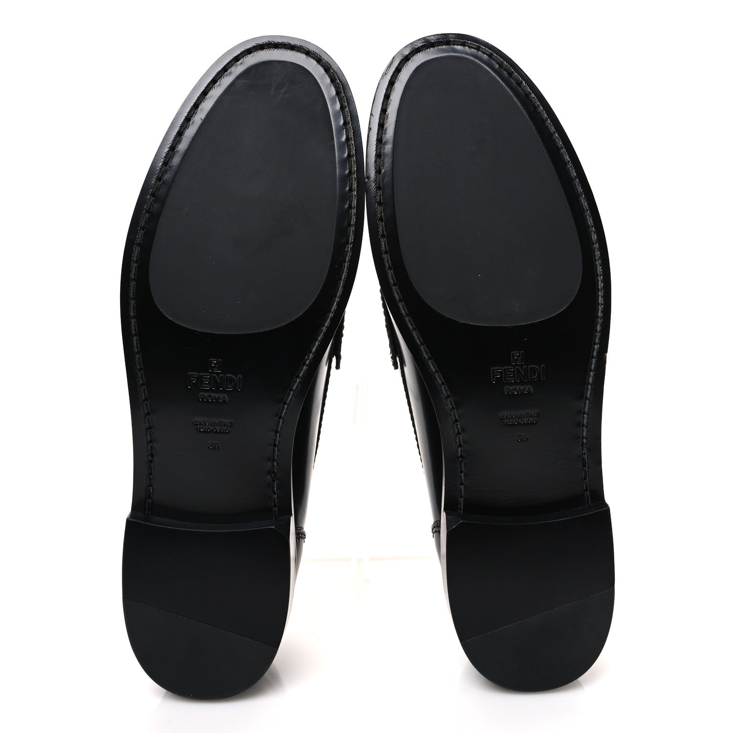 Fendi Vitello Logo Loafers 39 Black 7 of 11