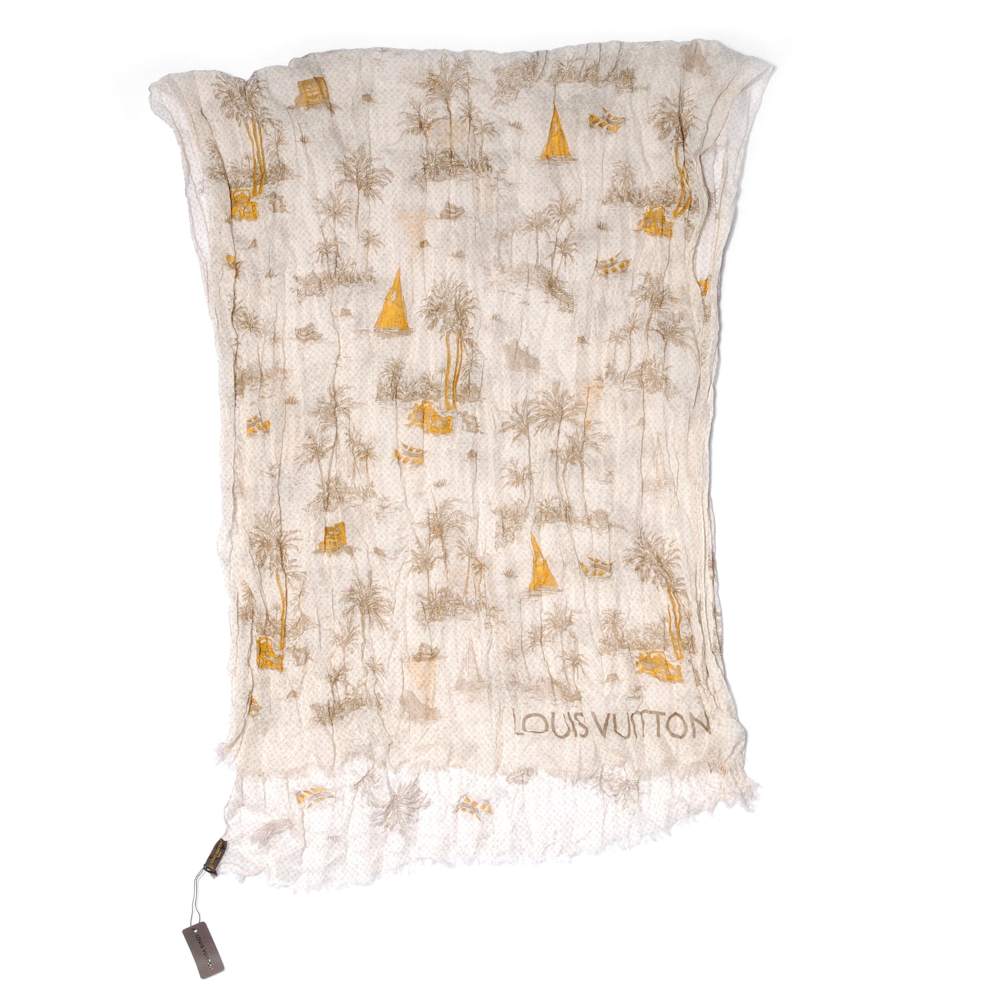 Louis Vuitton Cotton Linen Toile Etole De Louis Pareo Beige 4 of 7