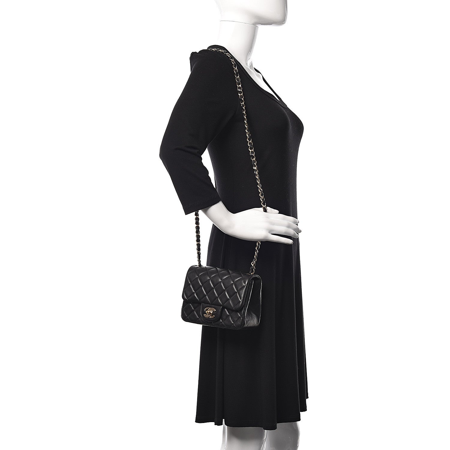Chanel Lambskin Quilted Mini Square Flap Black 2 of 10